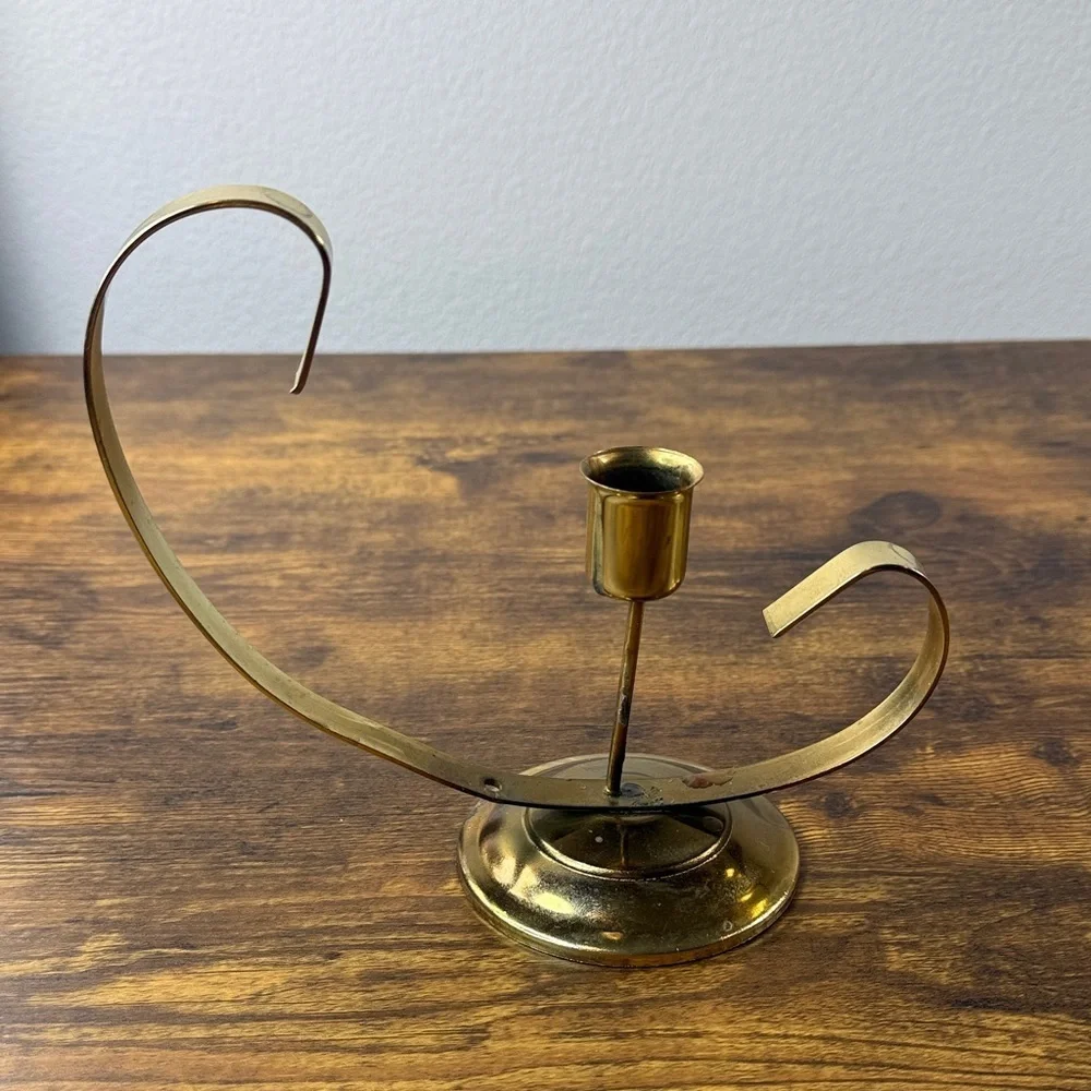 Elegant Gold Metal Brass Candle Holder